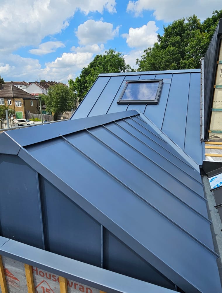blue zinc roof